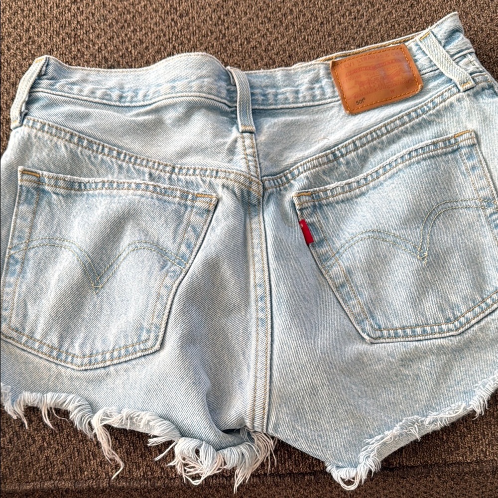 Levi's Blue Jean Shorts High-Waisted Distressed